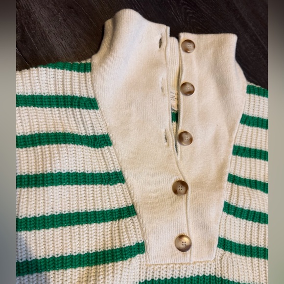Sezane Green and White Striped Sweater - Picture 6 of 12